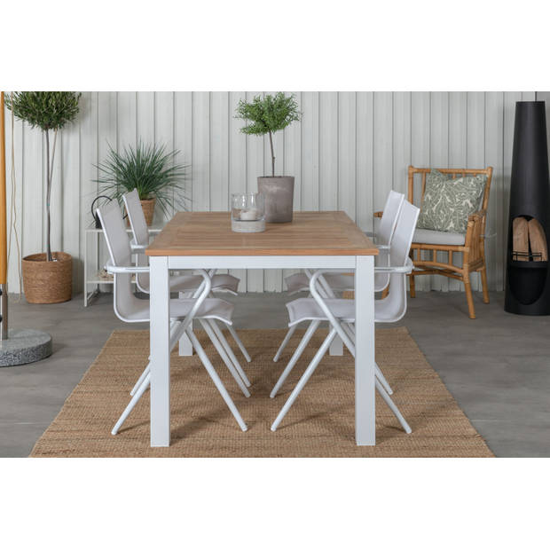 Panama tuinmeubelset tafel 90x152/210cm en 4 stoel Alina wit, naturel.