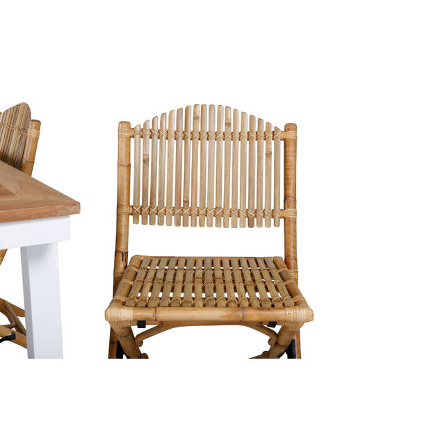 Panama tuinmeubelset tafel 90x152/210cm en 4 stoel Cane lichtgrijs, naturel.