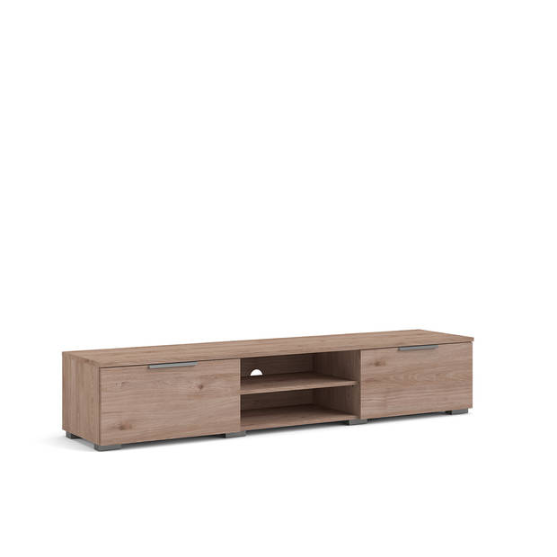 Malika TV-meubel met 2 lades en 1 plank, licht notenhout.