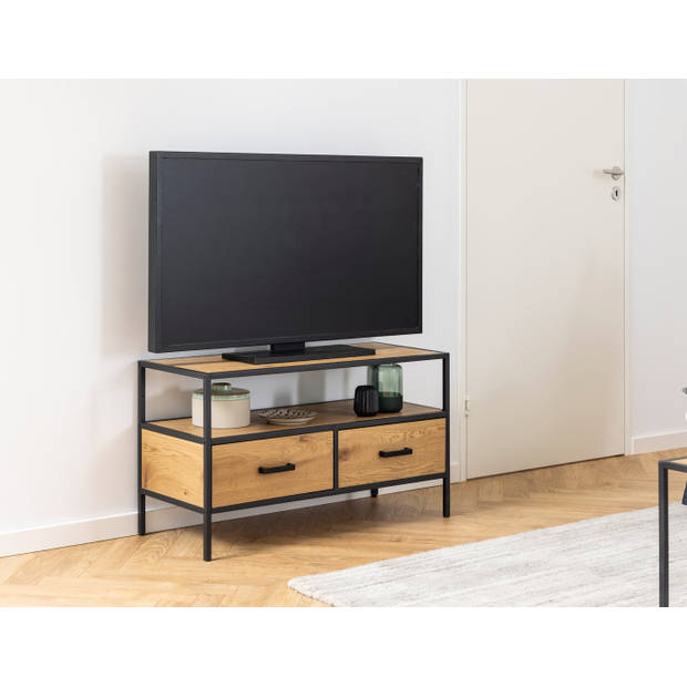 Sea TV-meubel 1 plank en 2 lades eiken decor.