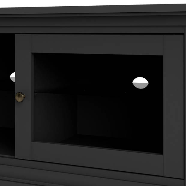 Venedig TV-meubel 2 glazen deuren en 1 glazen legger mat grijs.