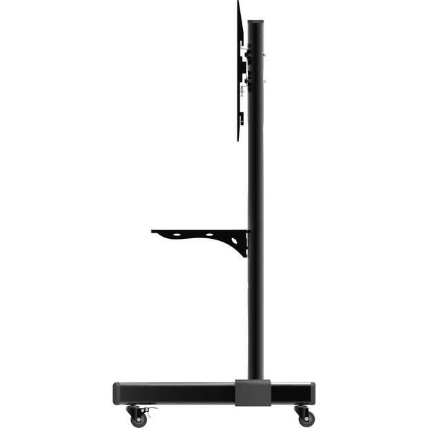 B-MS 125 TV-meubel in hoogte verstelbaar met 1 plank en wielen, Zwart.