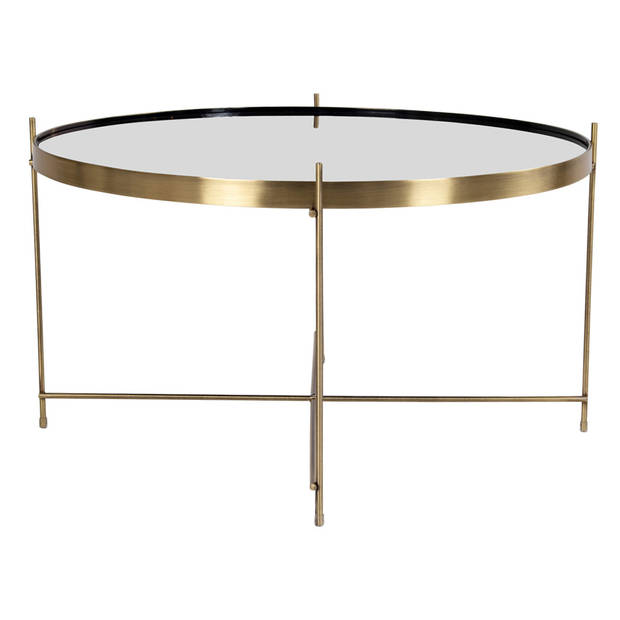 House Nordic Venezia Salontafel in messingkleurig staal met glas ø70xh40cm