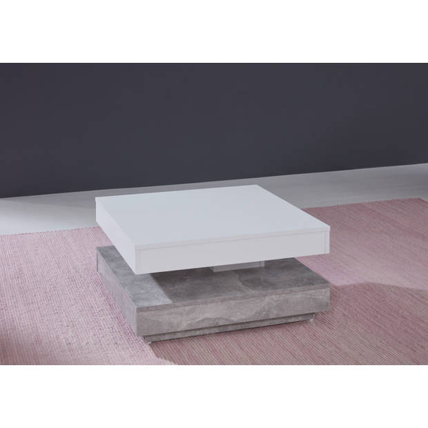 Erano salontafel draaibaar tafelblad en 1 plank beton decor, wit.