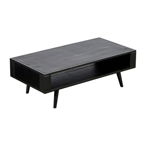 NordicMindiRattan salontafel met 1 legplank, zwart.