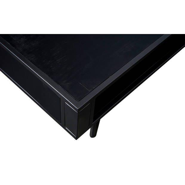 NordicMindiRattan salontafel met 1 legplank, zwart.