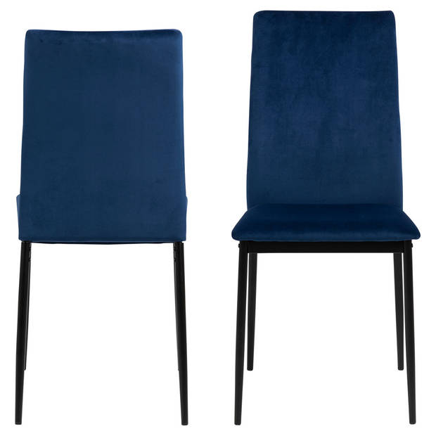 4 x Demi eetkamerstoel donkerblauw, zwart.