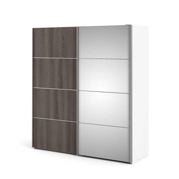 Veto Schuifdeurkast 2 deuren breed 183 cm wit, eiken decor.
