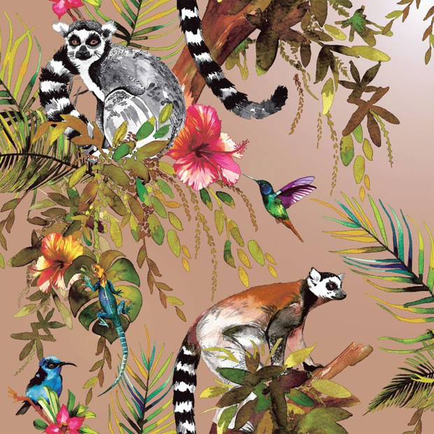 DUTCH WALLCOVERINGS Behang Lemur roségoudkleurig