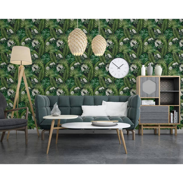 DUTCH WALLCOVERINGS Behang Eden zwart en donkergroen