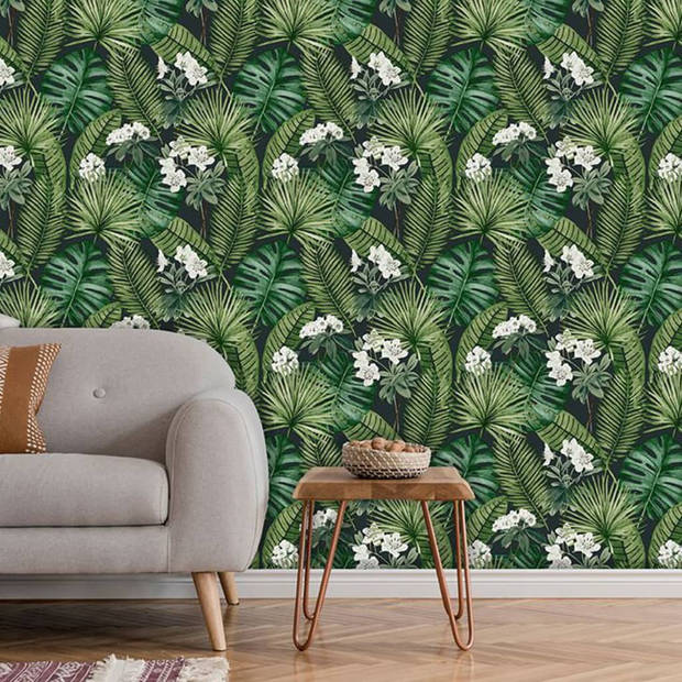 DUTCH WALLCOVERINGS Behang Eden zwart en donkergroen