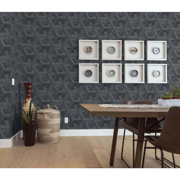 DUTCH WALLCOVERINGS Behang Onyx antraciet- en goudkleurig