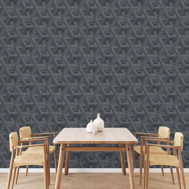 DUTCH WALLCOVERINGS Behang Onyx antraciet- en goudkleurig