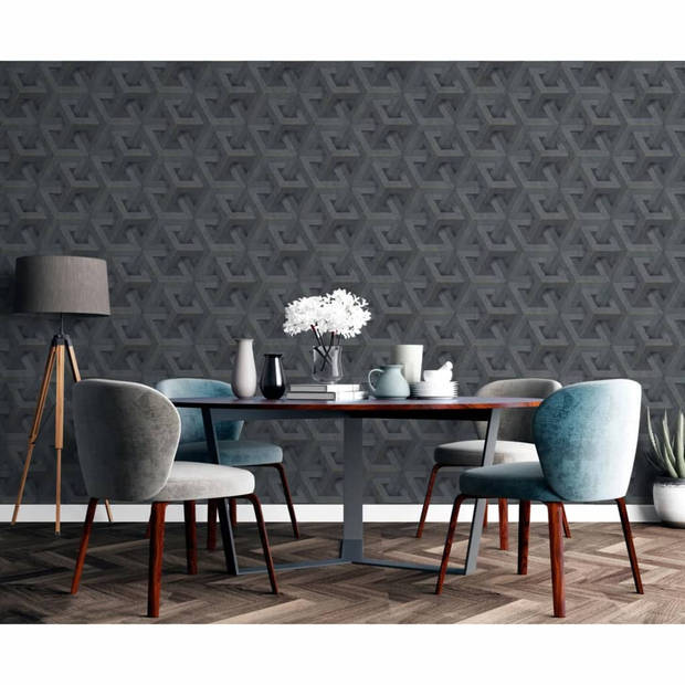 DUTCH WALLCOVERINGS Behang Onyx antraciet- en goudkleurig