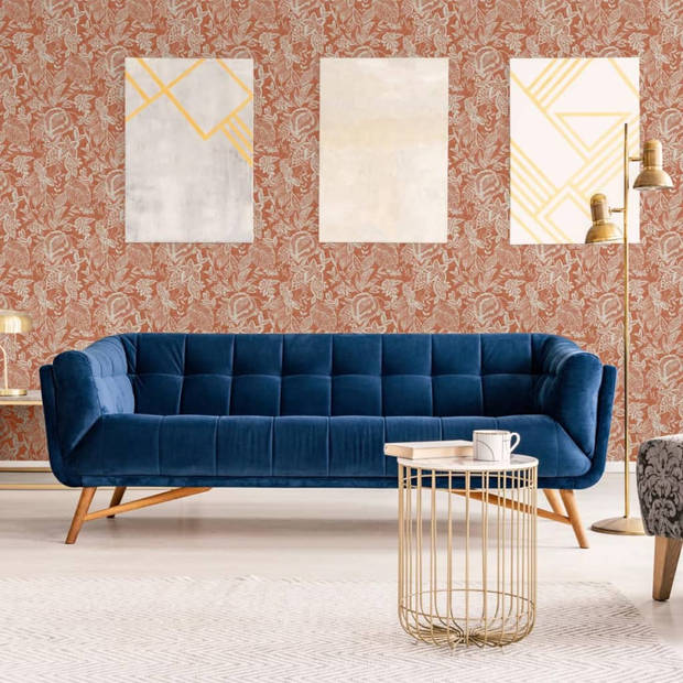 DUTCH WALLCOVERINGS Behang Mae oranje en beige