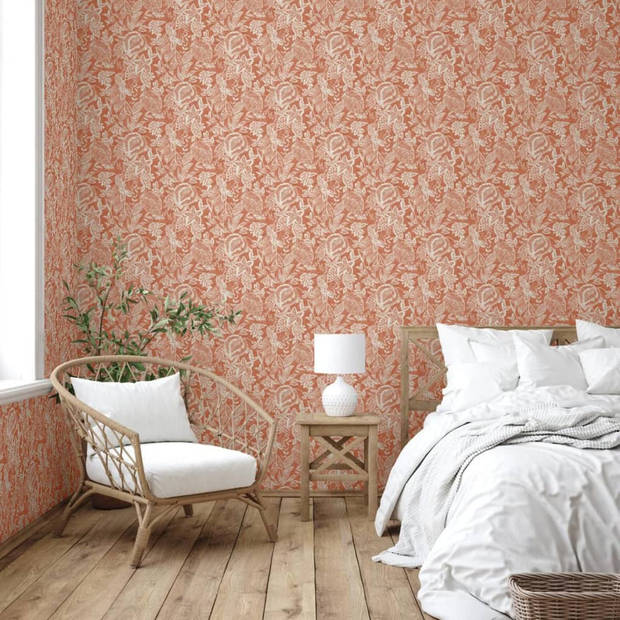 DUTCH WALLCOVERINGS Behang Mae oranje en beige