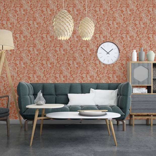 DUTCH WALLCOVERINGS Behang Mae oranje en beige