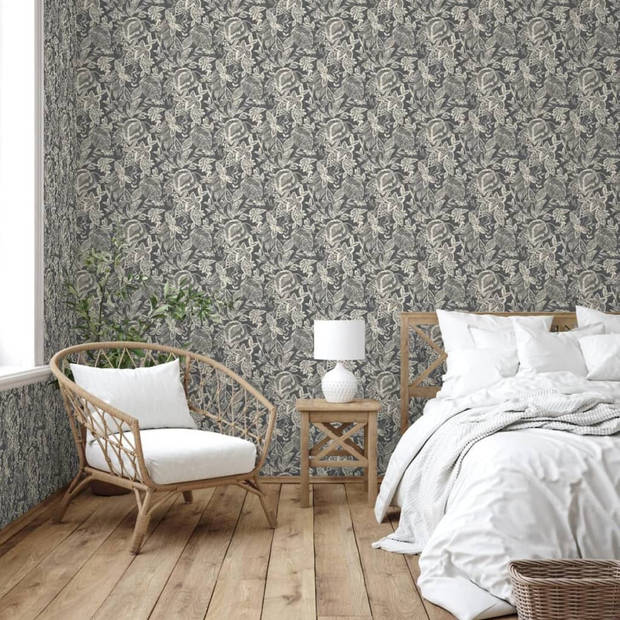 DUTCH WALLCOVERINGS Behang Mae zwart en beige