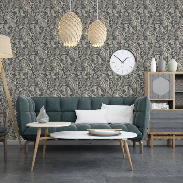 DUTCH WALLCOVERINGS Behang Mae zwart en beige