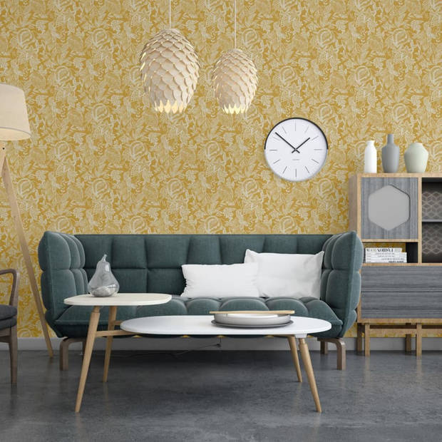 DUTCH WALLCOVERINGS Behang Mae oker en beige