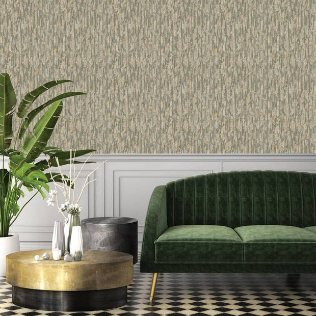 DUTCH WALLCOVERINGS Behang Phoenix groen en beige