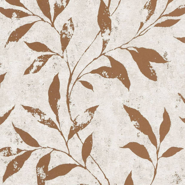 DUTCH WALLCOVERINGS Behang Leafs beige en bruin