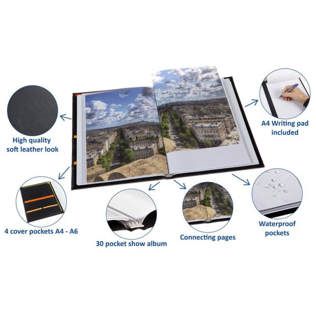 rillstab Portfoliomap met 30 hoezen Ambassador Luxe A4 zwart