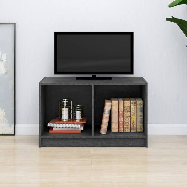The Living Store Tv-meubel 70x33x42 cm massief grenenhout grijs - Kast