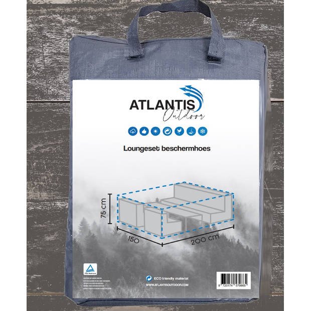 ATLANTIS Weersbestendige Beschermhoes Loungeset / Tuinset 200 x 150 x 75 cm Waterproof TUV Gecertificeerd