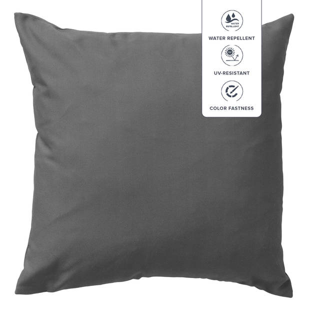 Dutch Decor - SANTORINI - Kussenhoes voor buiten 45x45 cm - outdoor - waterafstotend en uv-bestendig - Charcoal Gray - g