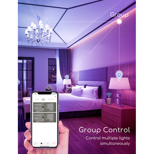 Aigostar Smart LED Bulb QYK - E14 C37 Smart lamp - 5W - RGB+CCT - Appbesturing - 2.4 Ghz WiFi - Set van 5 stuks