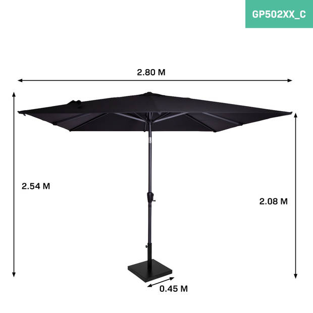 VONROC Premium Stokparasol Rosolina 280x280cm - Incl. parasolvoet & beschermhoes – Vierkante parasol - Kantelbaar – UV w