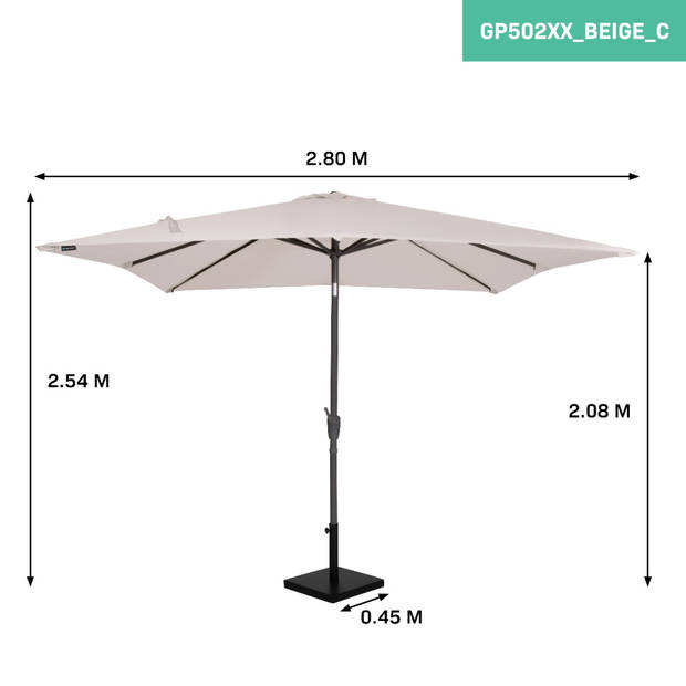 VONROC Premium Stokparasol Rosolina 280x280cm - Incl. parasolvoet & beschermhoes – Vierkante parasol - Kantelbaar – UV w