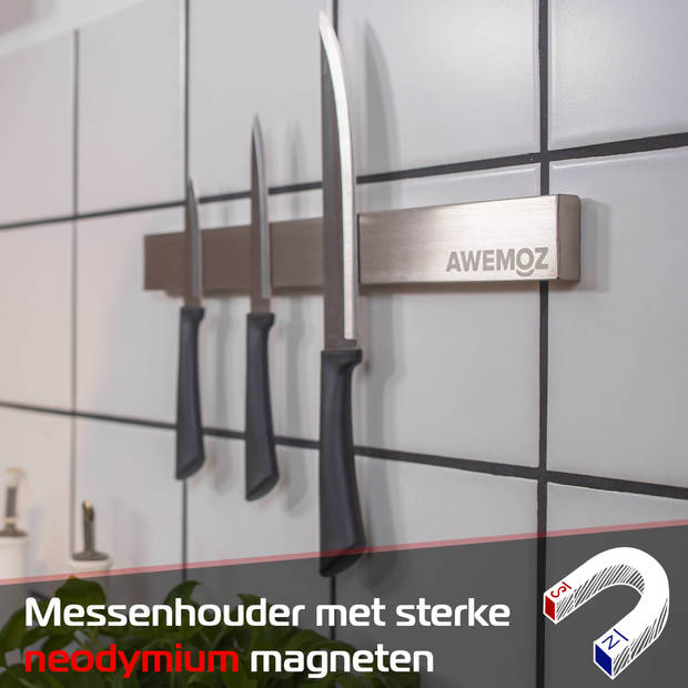 AWEMOZ Magnetische Messenhouder - Messenblok - Messenstrip - Messenmagneet - 50 cm Breed