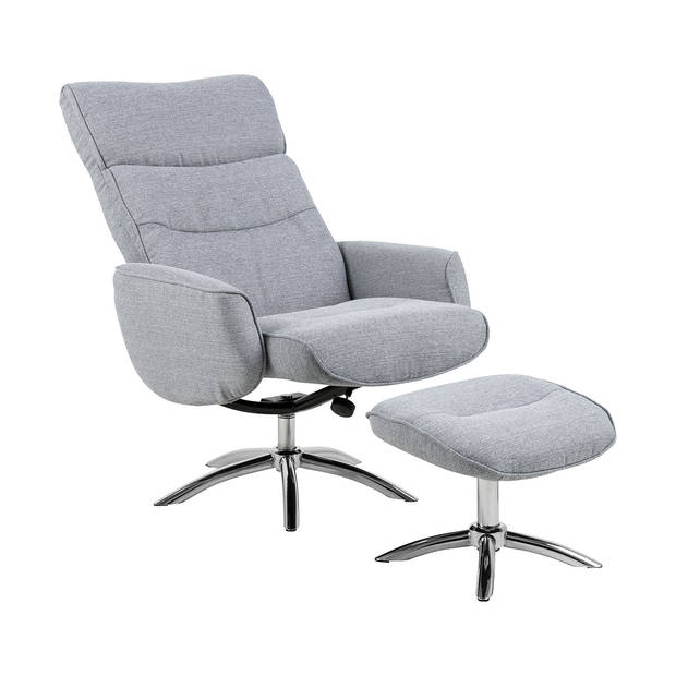 West loungefauteuil met hocker grijs stof.