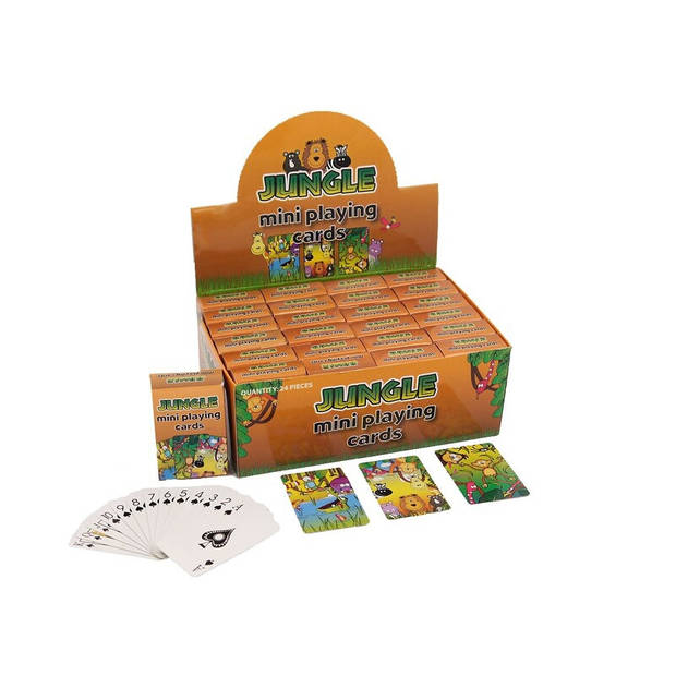 Mini jungle dieren thema speelkaarten 6 x 4 cm in doosje - Kaartspel