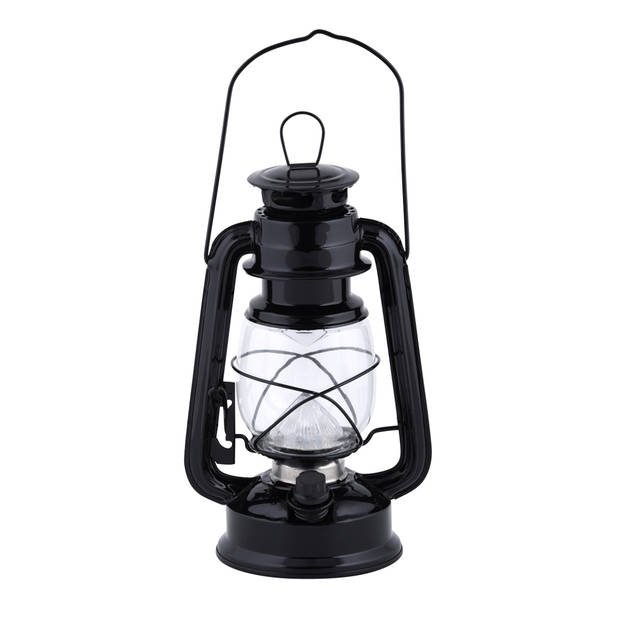 LED lantaarn/windlicht zwart op batterijen 11,5 x 15 x 24 cm - Lantaarns