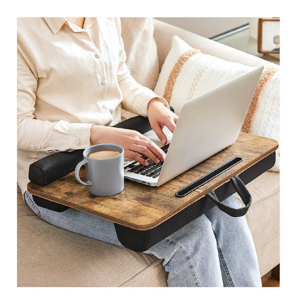 iBella Living laptoptafel met ondersteunende kussens en handvat bruin