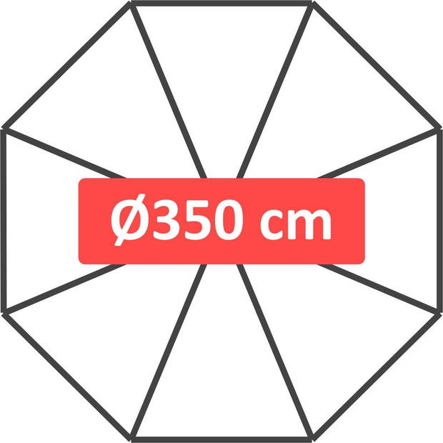 Zweefparasol Virgo Grijs Ø350 cm - inclusief kruisvoet