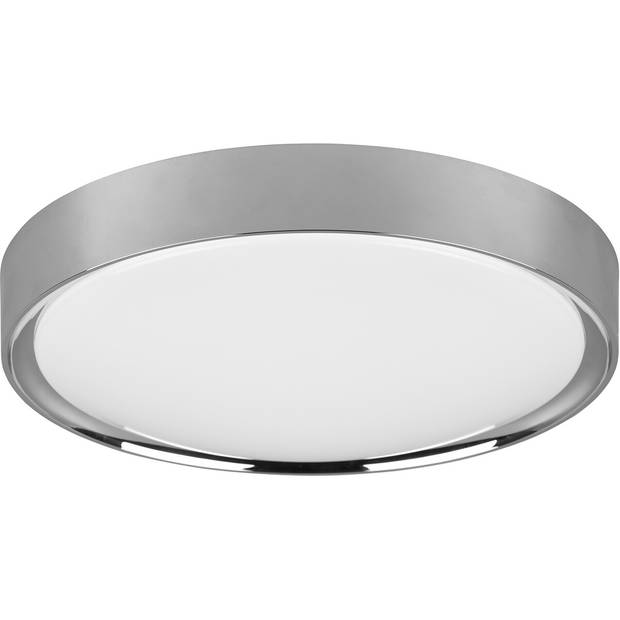 LED Plafondlamp - Badkamerlamp - Trion Clirno - 18W - Warm Wit 3000K - Spatwaterdicht IP44 - Opbouw Rond - Mat Chroom -