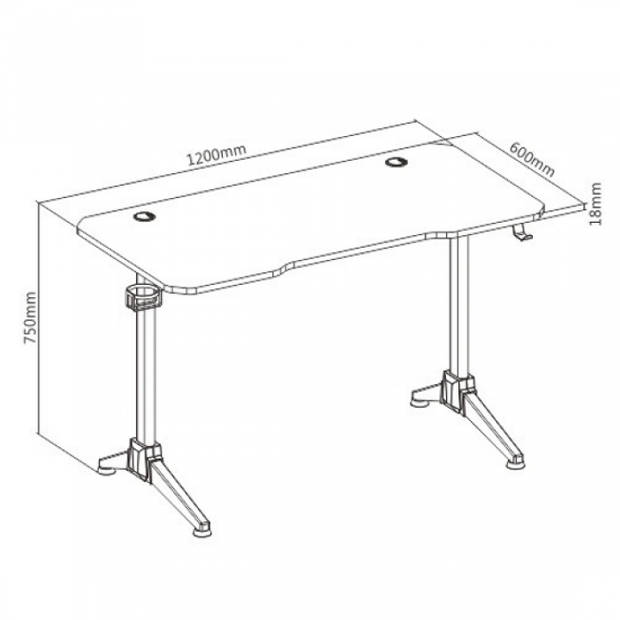 Game bureau Thomas - computertafel - computerbureau - zwart rood