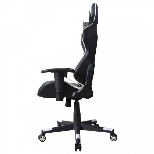 Bureaustoel racing gaming chair style uitvoering high design Thomas wit zwart