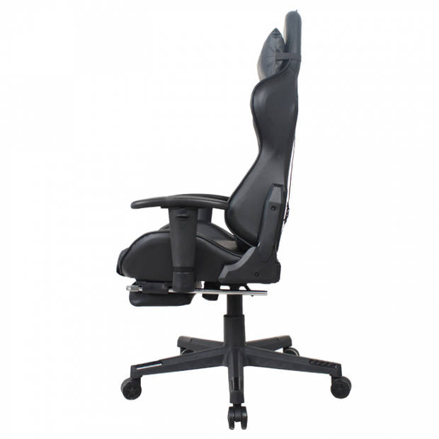 Gamestoel bureaustoel Thomas - met voetsteun - racing stijl - ergonomisch verstelbaar - zwart