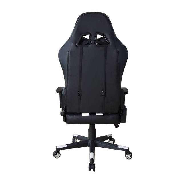 Gamestoel bureaustoel Thomas - racing gaming stijl - recht zitvlak - zwart wit