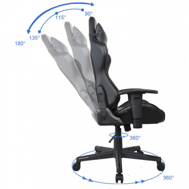 Bureaustoel gamestoel Thomas - racing gaming stijl stoel - ergonomisch - zwart design