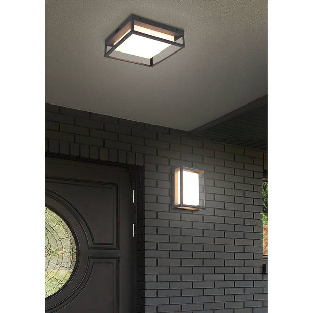 LED Tuinverlichting - Plafondlamp Buitenlamp - Trion Witoll - 14W - Aanpasbare Kleur - Vierkant - Mat Antraciet -