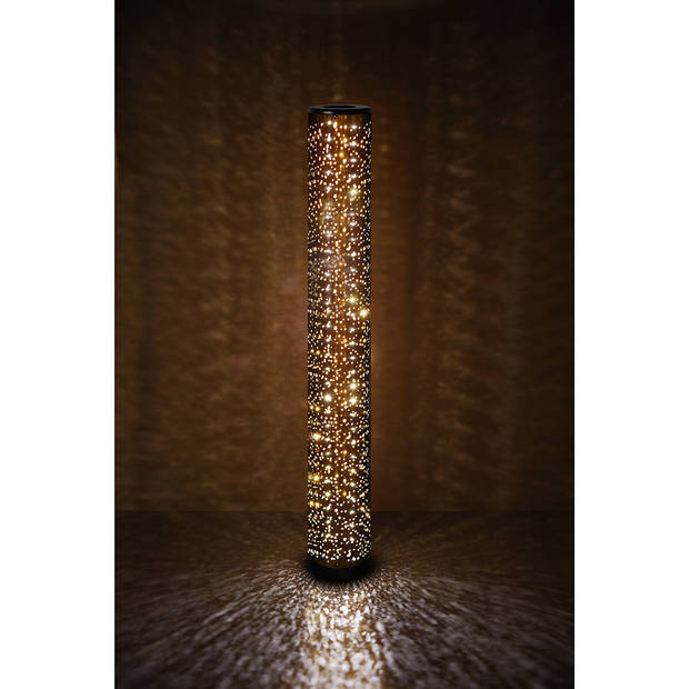 LED Vloerlamp - Trion Tamara - 8W - Warm Wit 3000K - Sterlicht - Rond - Mat Zwart/Goud - Textiel