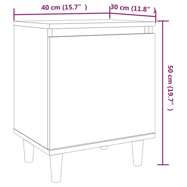 vidaXL Nachtkastje met houten poten 40x30x50 cm bruin eikenkleur