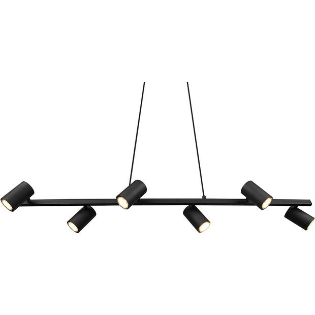 LED Hanglamp - Trion Milona - GU10 Fitting - 6-lichts - Rond - Mat Zwart - Aluminium