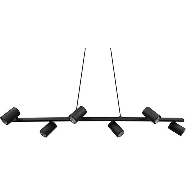LED Hanglamp - Trion Milona - GU10 Fitting - 6-lichts - Rond - Mat Zwart - Aluminium